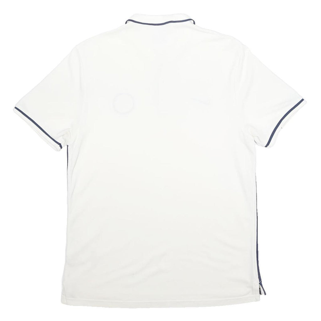 NIKE Mens White & Navy Paris Saint-Germain Short Sleeve Polo Shirt L Cotton
