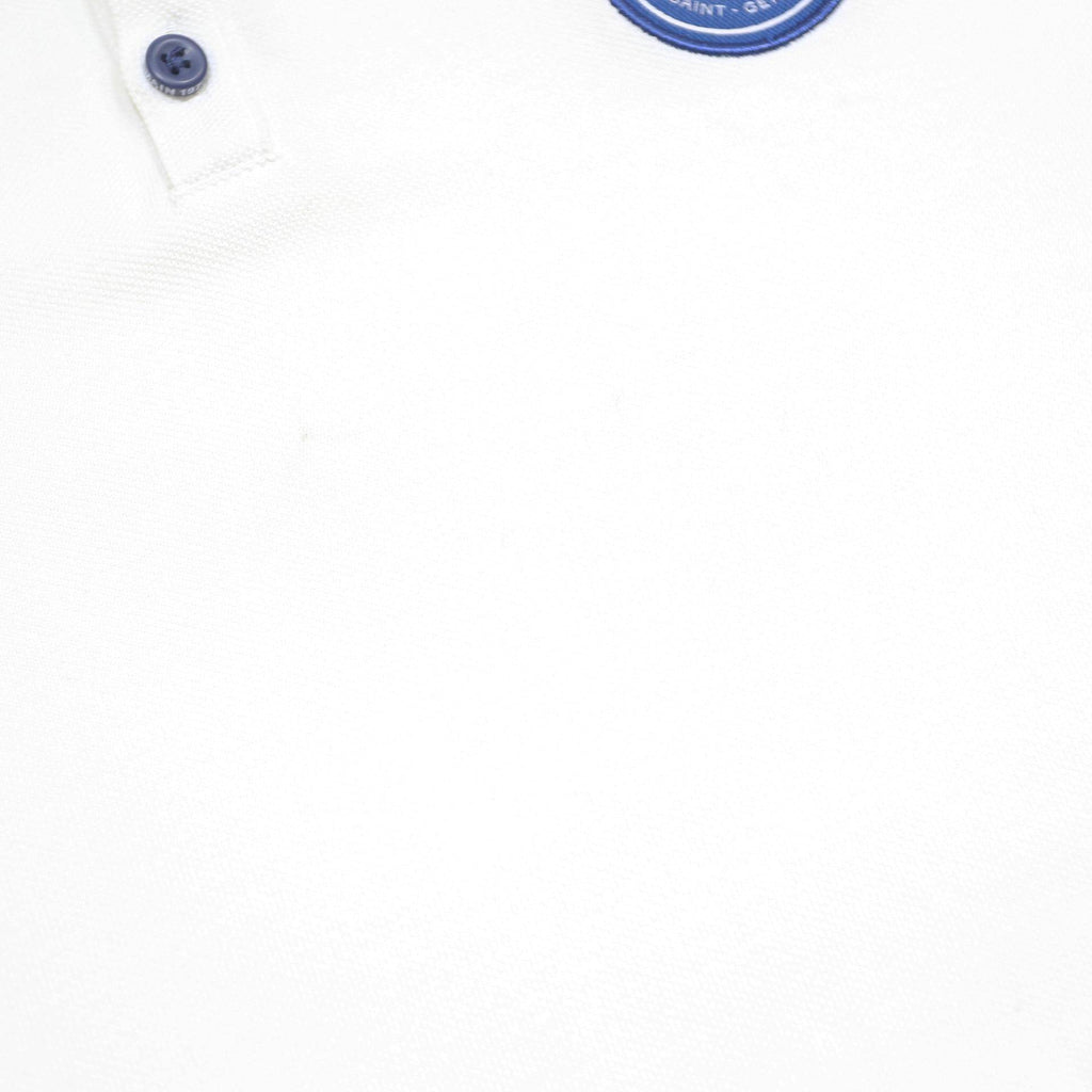NIKE Mens White & Navy Paris Saint-Germain Short Sleeve Polo Shirt L Cotton