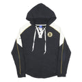 REEBOK Womens Black & White Bruins Hoodie M Lace Up Cotton Blend