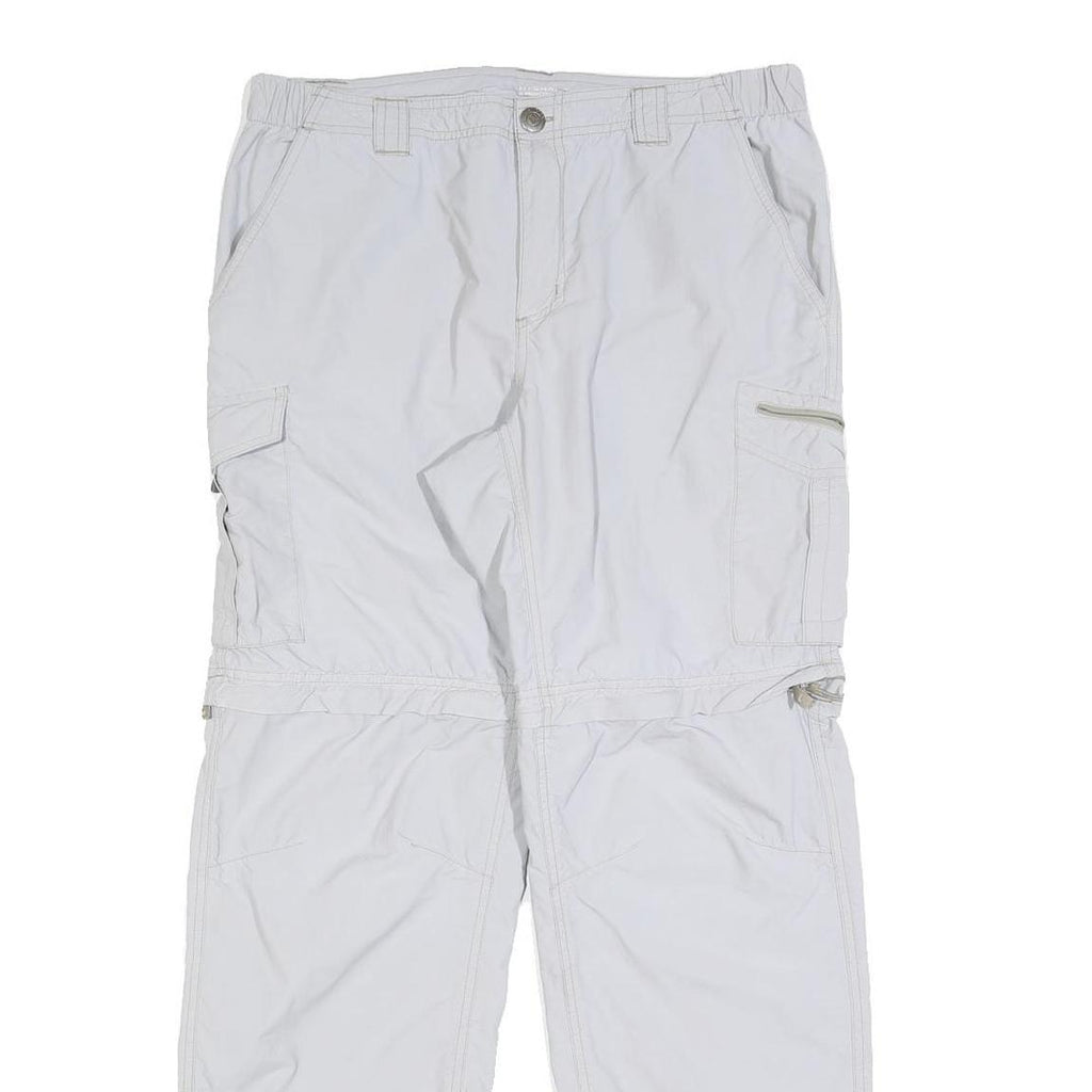 COLUMBIA Mens Polyester Blend White Relaxed Cargo Trousers W34 L30 Outdoor Zip