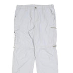 COLUMBIA Mens Polyester Blend White Relaxed Cargo Trousers W34 L30 Outdoor Zip