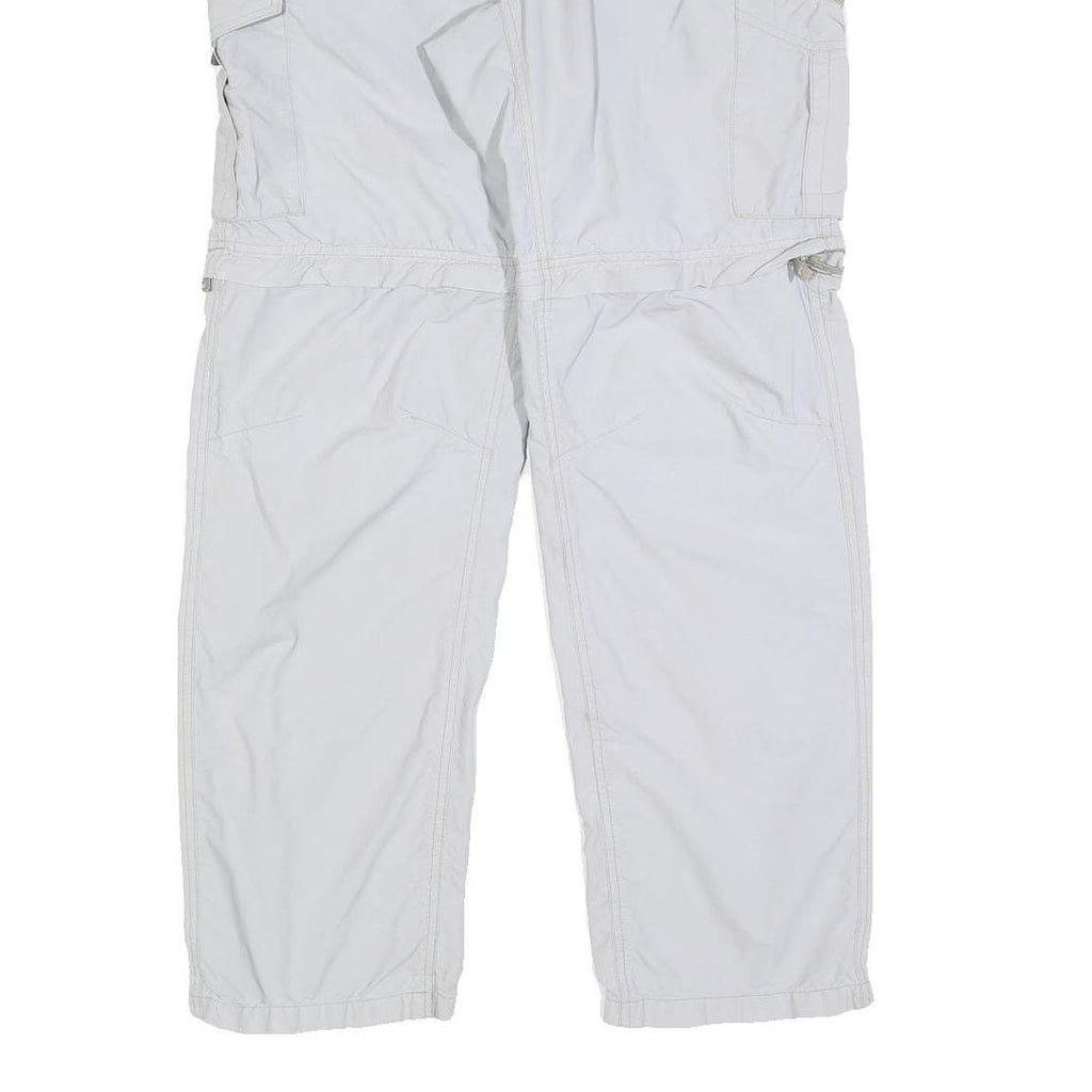 COLUMBIA Mens Polyester Blend White Relaxed Cargo Trousers W34 L30 Outdoor Zip