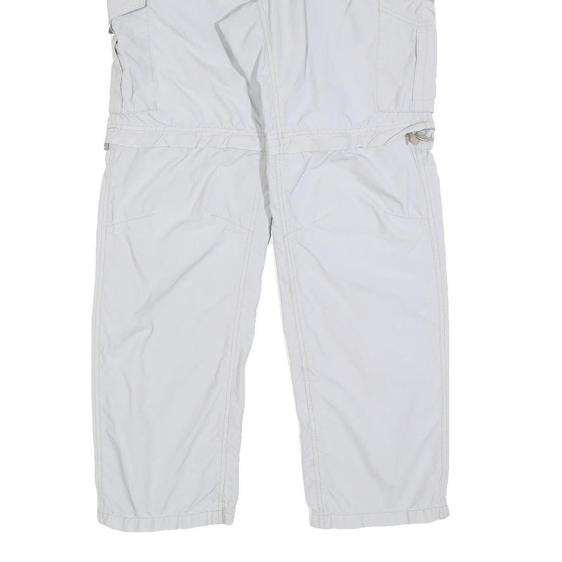 COLUMBIA Mens Polyester Blend White Relaxed Cargo Trousers W34 L30 Outdoor Zip