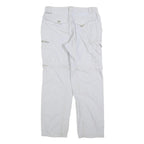 COLUMBIA Mens Polyester Blend White Relaxed Cargo Trousers W34 L30 Outdoor Zip