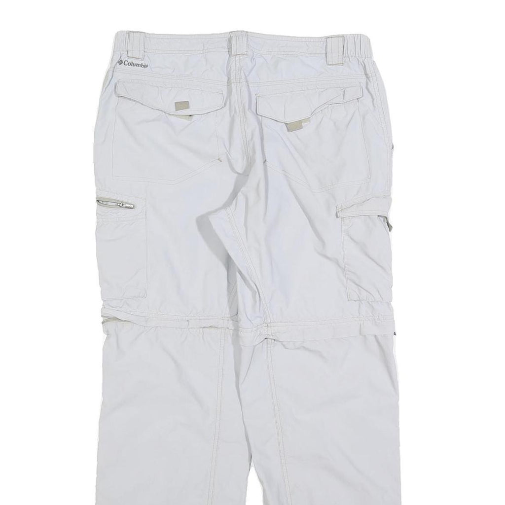 COLUMBIA Mens Polyester Blend White Relaxed Cargo Trousers W34 L30 Outdoor Zip