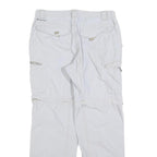 COLUMBIA Mens Polyester Blend White Relaxed Cargo Trousers W34 L30 Outdoor Zip