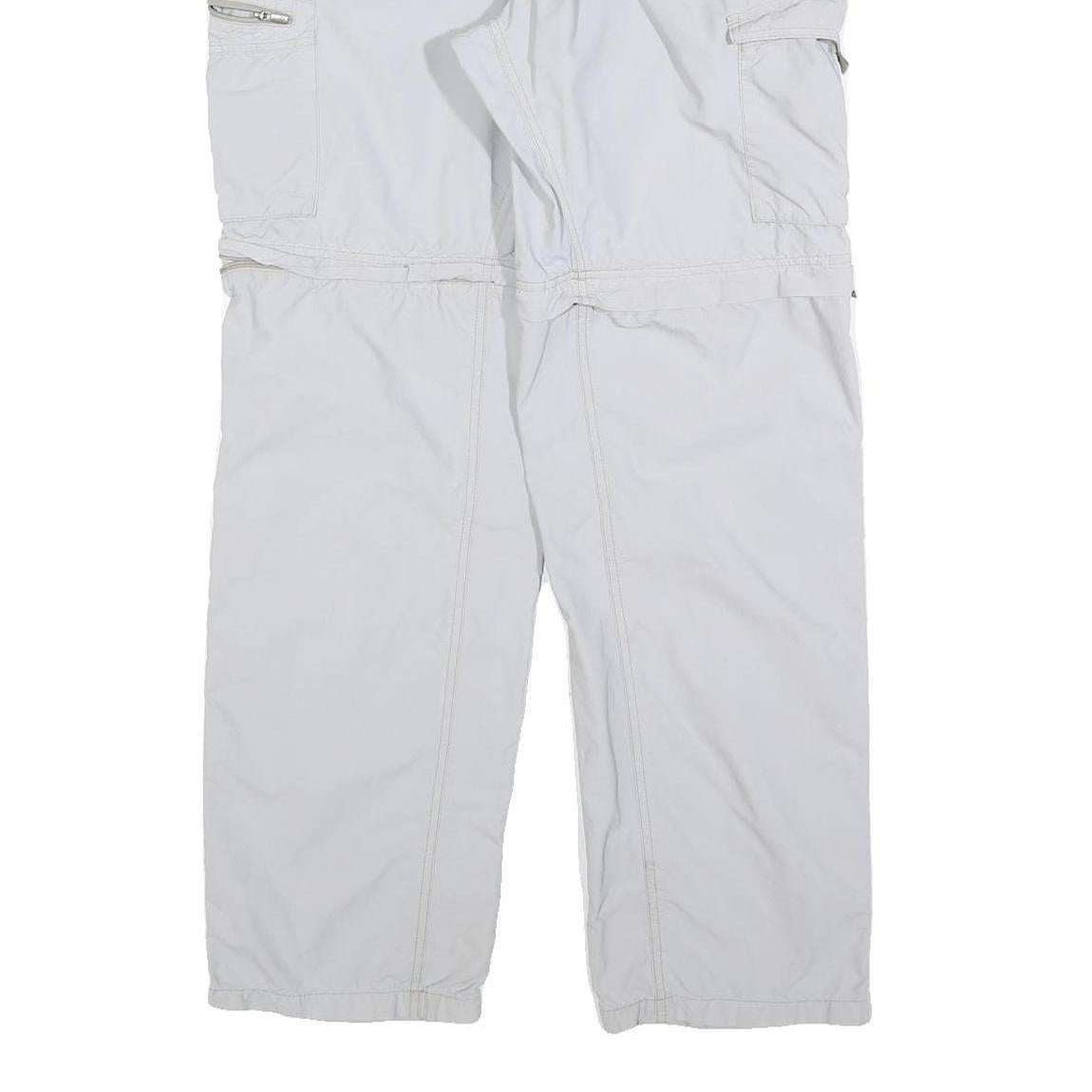 COLUMBIA Mens Polyester Blend White Relaxed Cargo Trousers W34 L30 Outdoor Zip