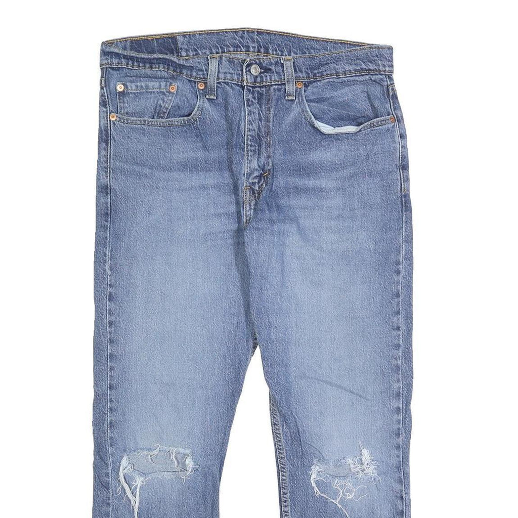 LEVI'S 502 Mens Slim Jeans Blue Denim W34 L27 Distressed Cotton Blend