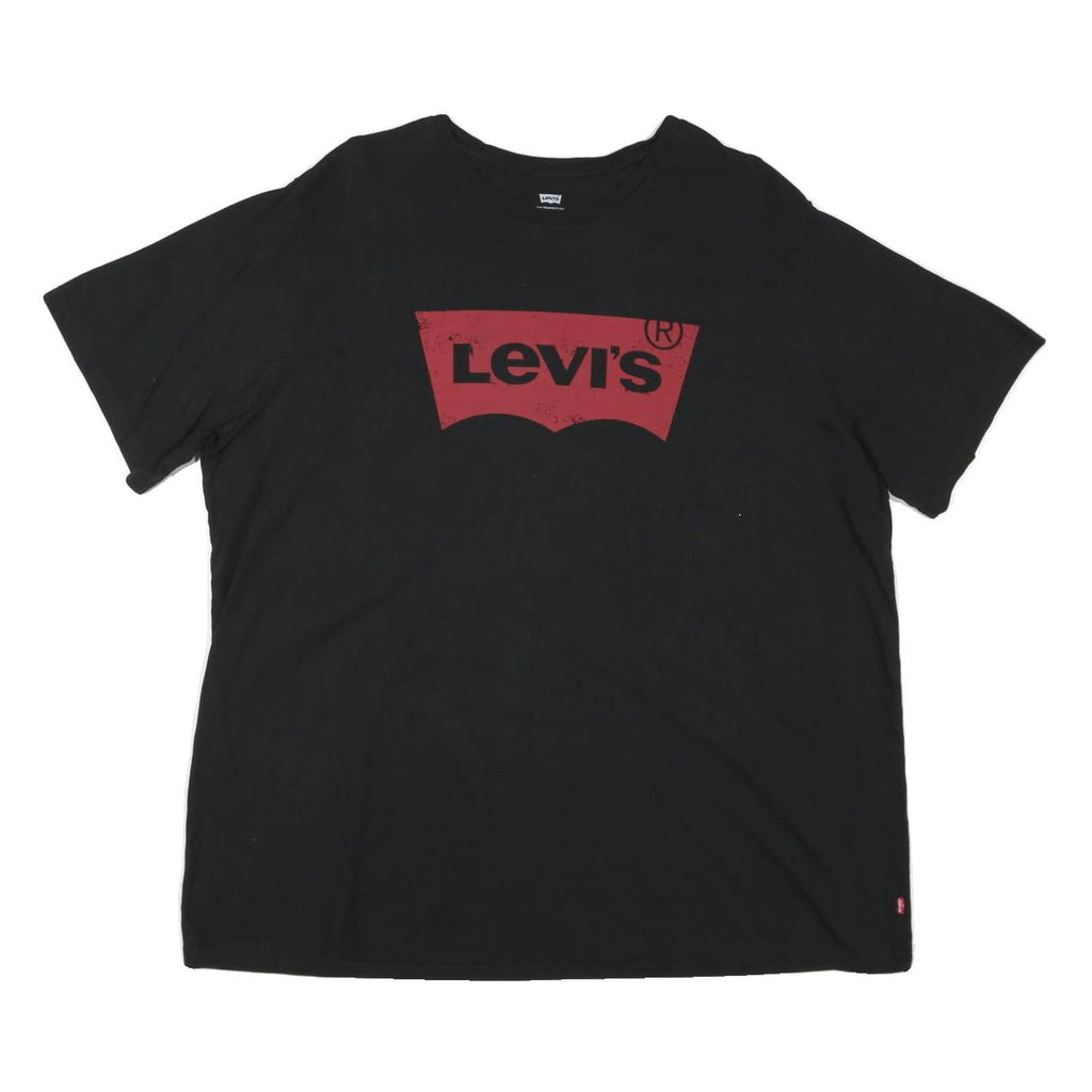 LEVI'S Mens Black & Red Graphic T-Shirt 2XL Short Sleeve Crew Neck Cotton Blend