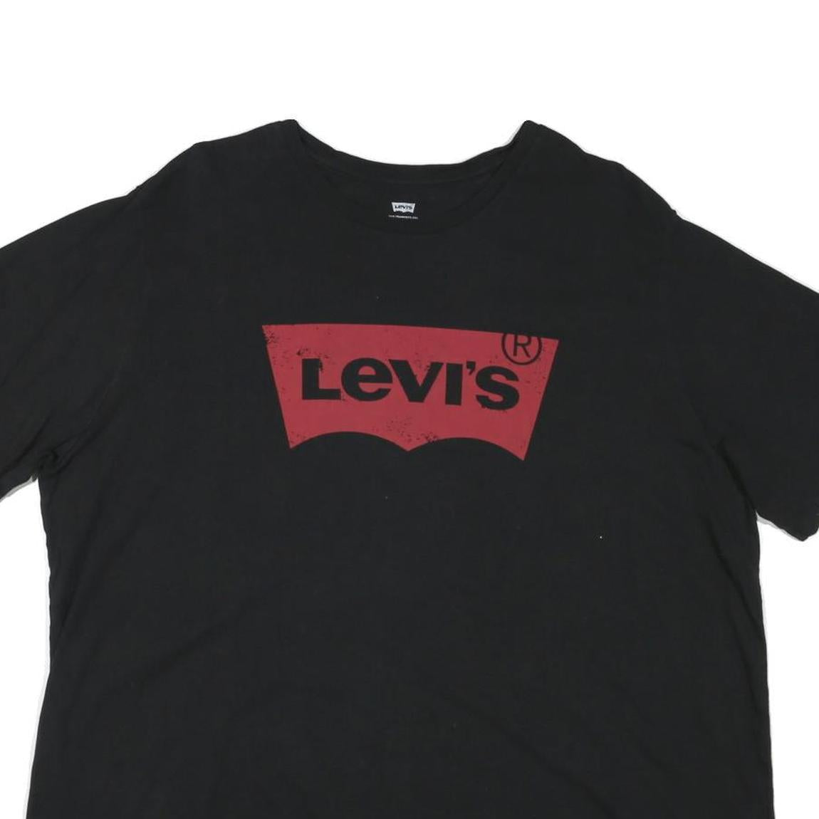 LEVI'S Mens Black & Red Graphic T-Shirt 2XL Short Sleeve Crew Neck Cotton Blend