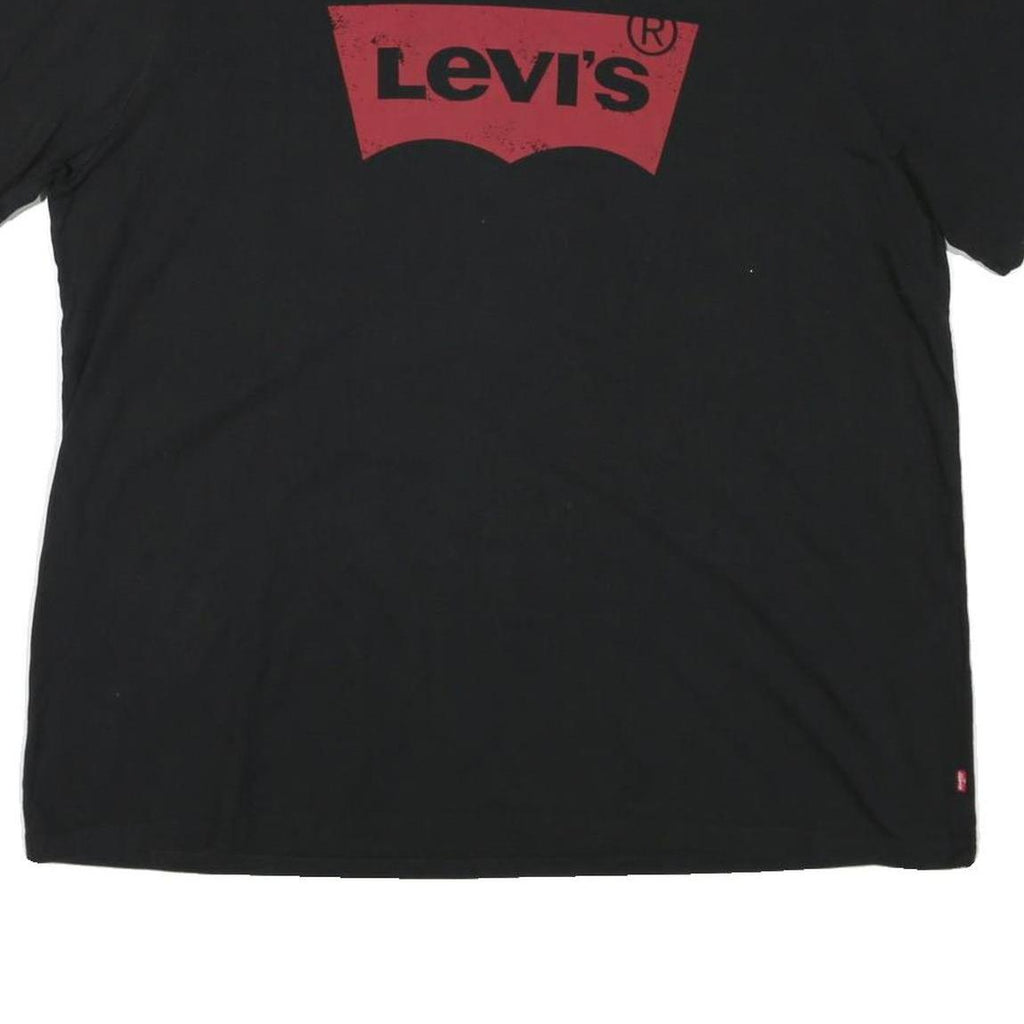 LEVI'S Mens Black & Red Graphic T-Shirt 2XL Short Sleeve Crew Neck Cotton Blend