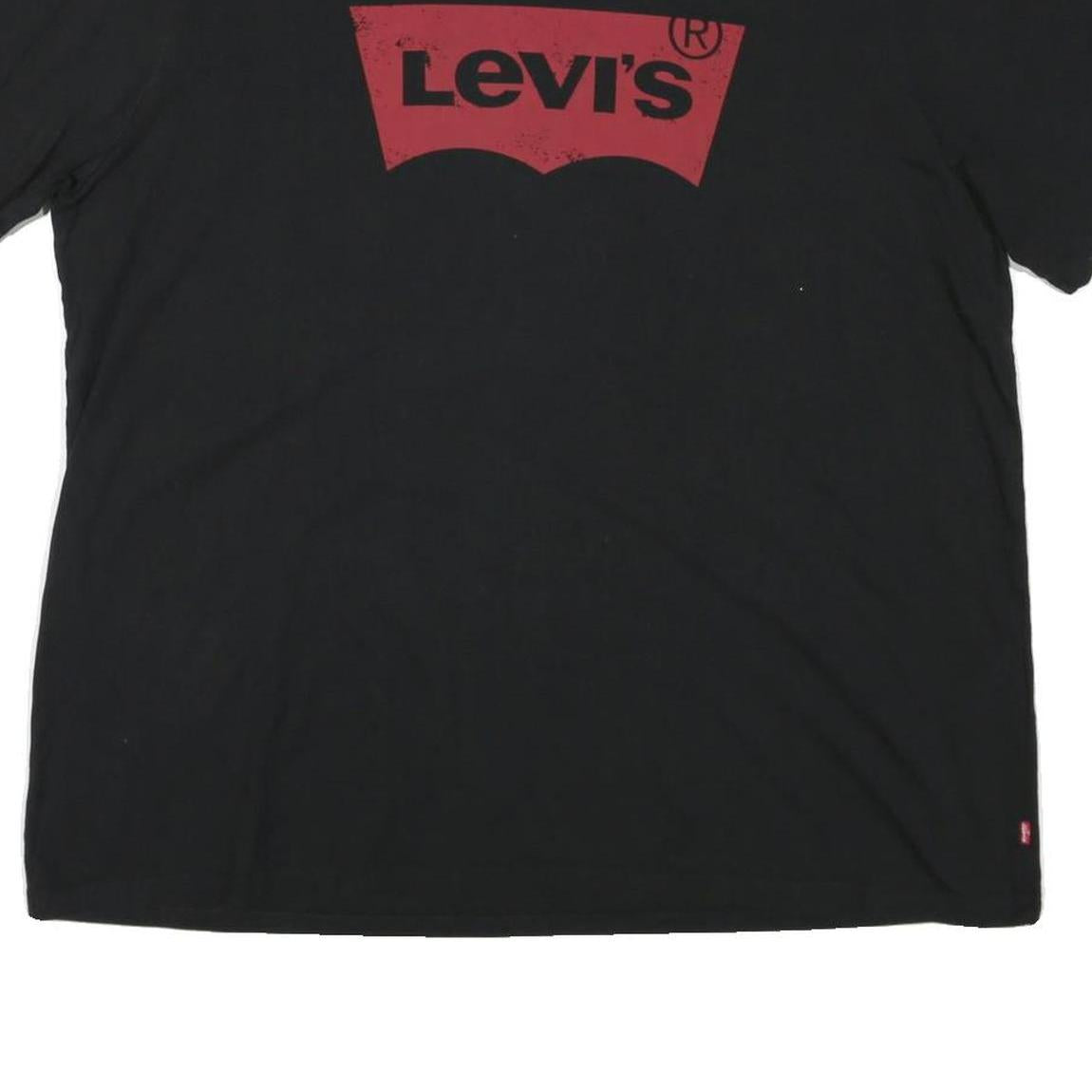 LEVI'S Mens Black & Red Graphic T-Shirt 2XL Short Sleeve Crew Neck Cotton Blend