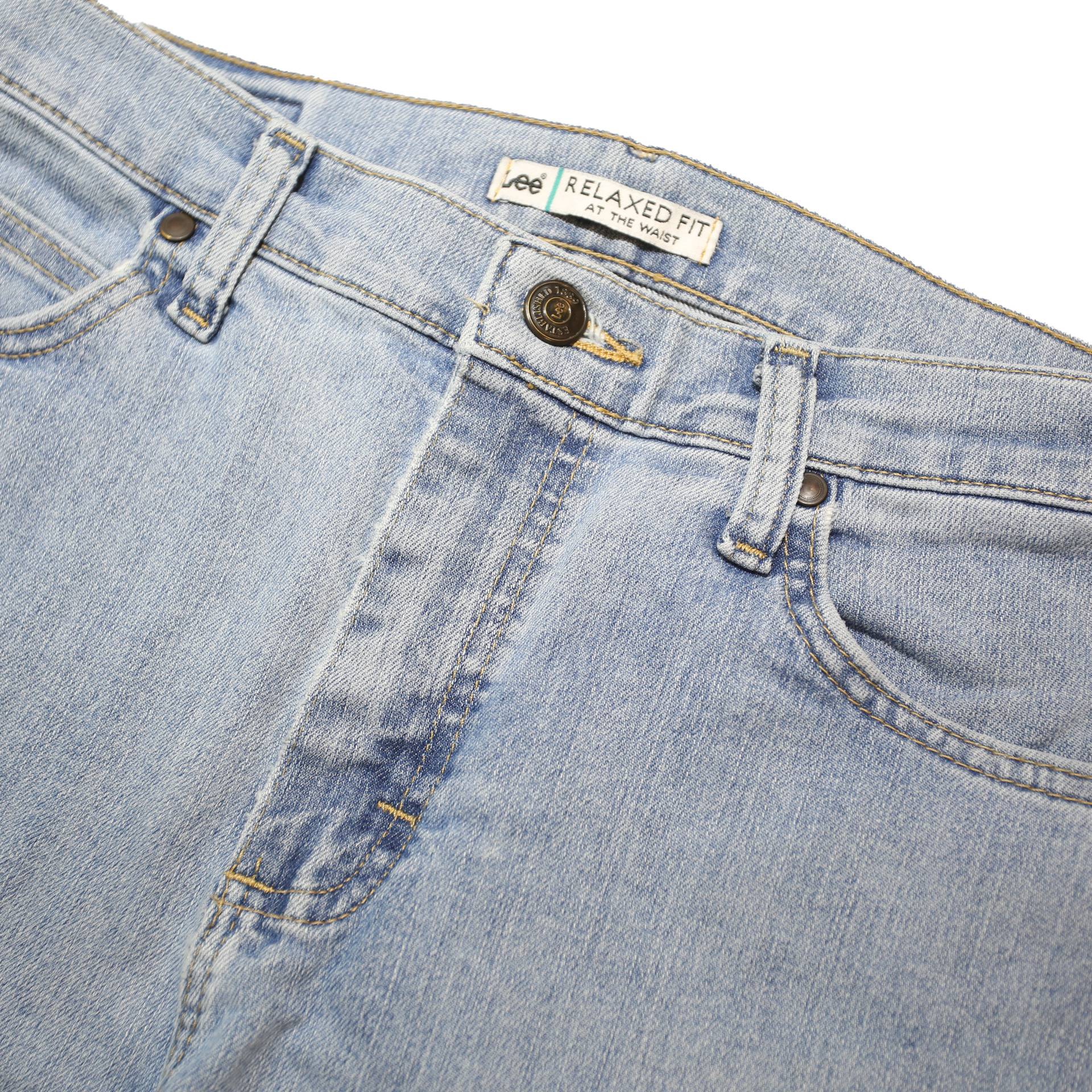 LEE Womens Relaxed Fit Light Blue Denim Jeans W31 L29 Casual Cotton Blend Zip