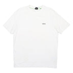 HUGO BOSS Mens White Crew Neck Short Sleeve T-Shirt M Logo Cotton Blend