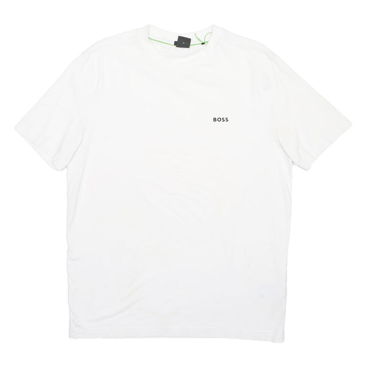 HUGO BOSS Mens White Crew Neck Short Sleeve T-Shirt M Logo Cotton Blend