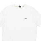 HUGO BOSS Mens White Crew Neck Short Sleeve T-Shirt M Logo Cotton Blend