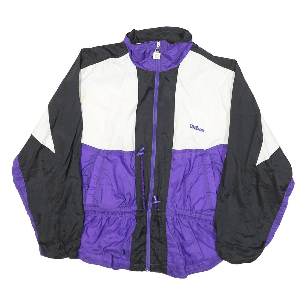 WILSON Womens Purple & Black Nylon Zip Jacket M Colourblock Casual Retro