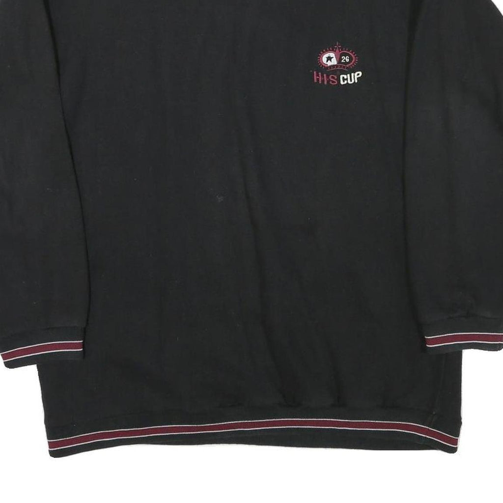 HIS Mens Black 1/4 Zip 2XL Cotton Blend Pullover Casual Sweatshirt