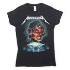 GILDAN Womens Black Metallica Band T-Shirt L Short Sleeve Crew Neck Graphic