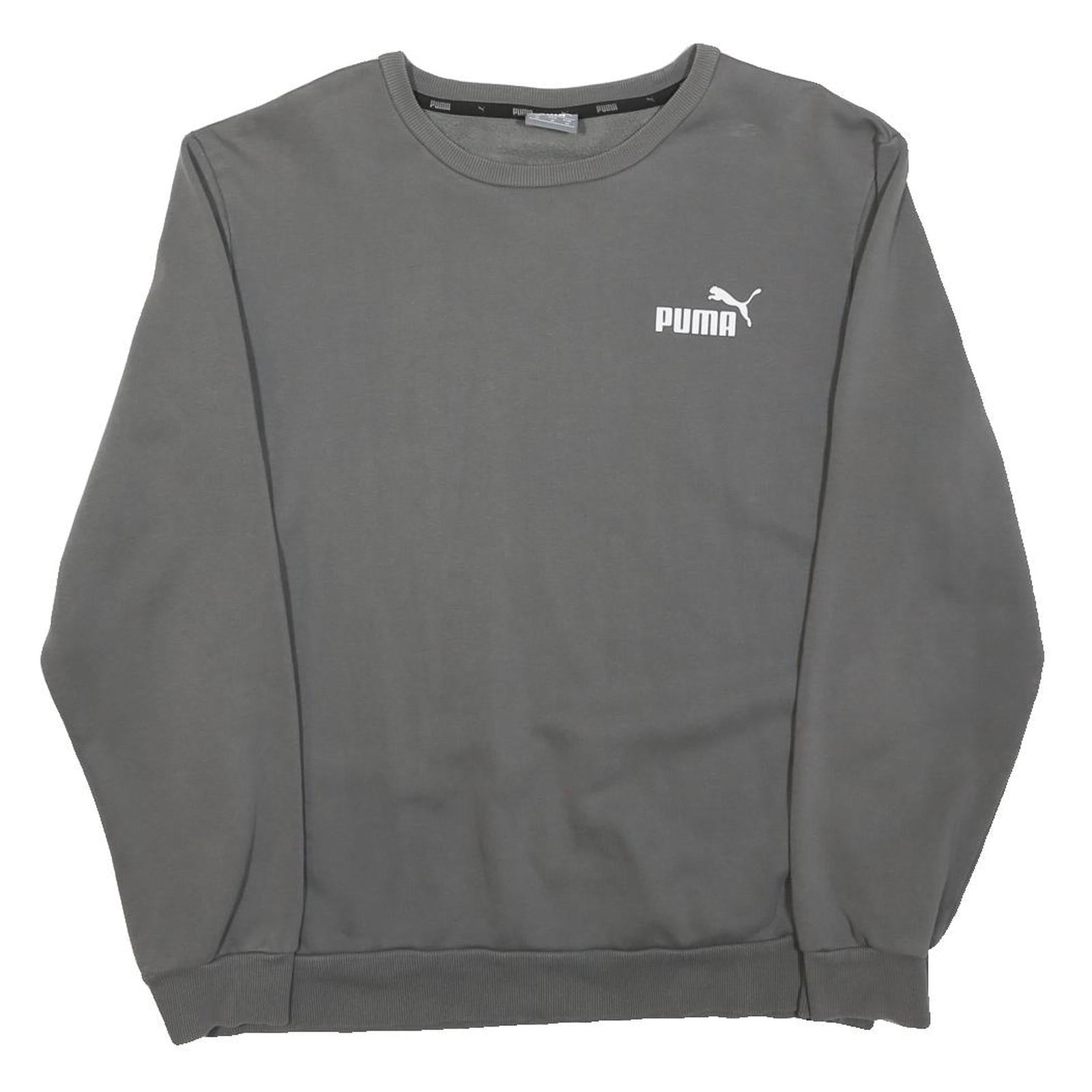 PUMA Mens Grey Cotton Blend Crew Neck M Sweatshirt Logo Printed Pullover