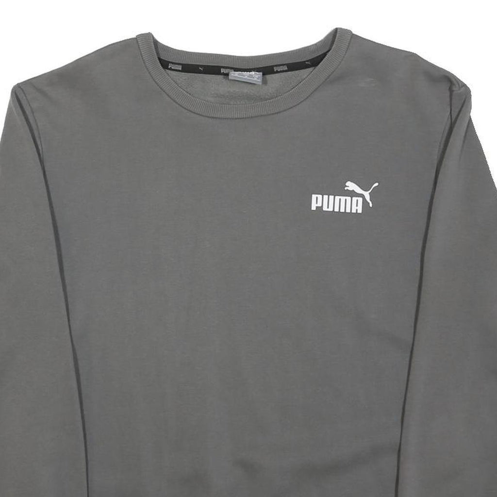 PUMA Mens Grey Cotton Blend Crew Neck M Sweatshirt Logo Printed Pullover