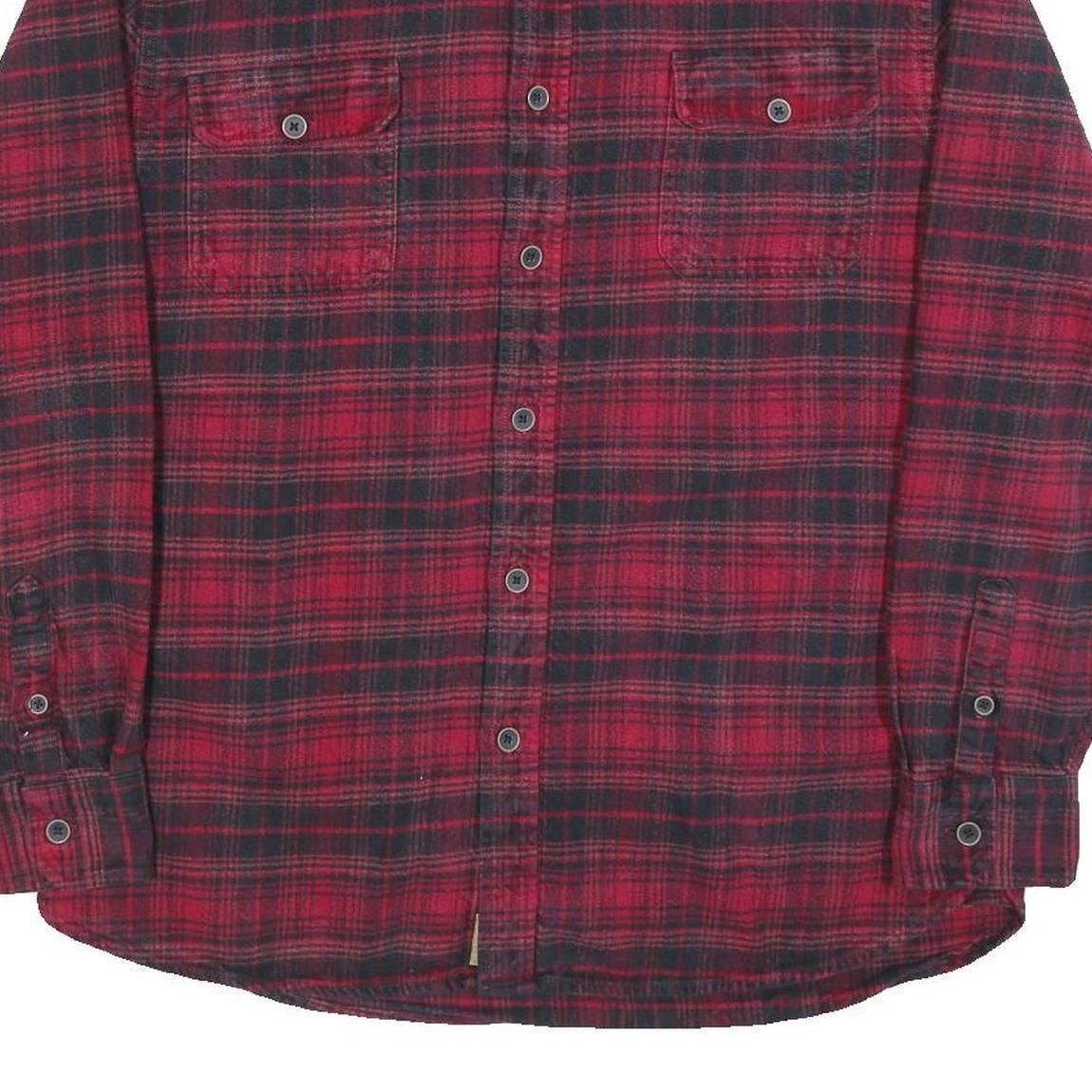 JACHS Womens Red & Black Check Cotton Shirt L Flannel Casual Button-Up