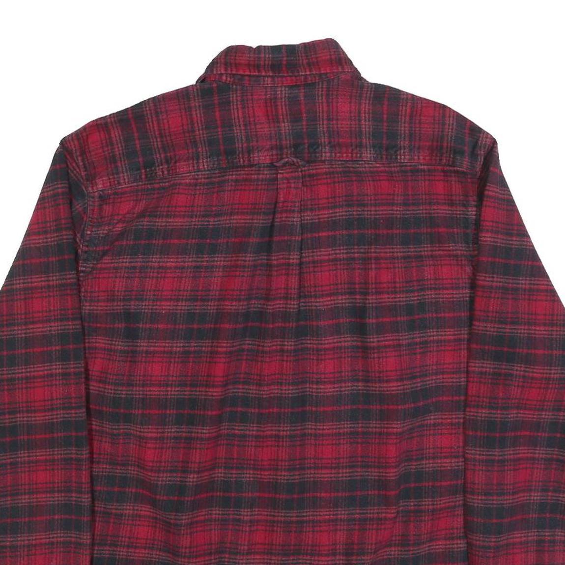 JACHS Womens Red & Black Check Cotton Shirt L Flannel Casual Button-Up