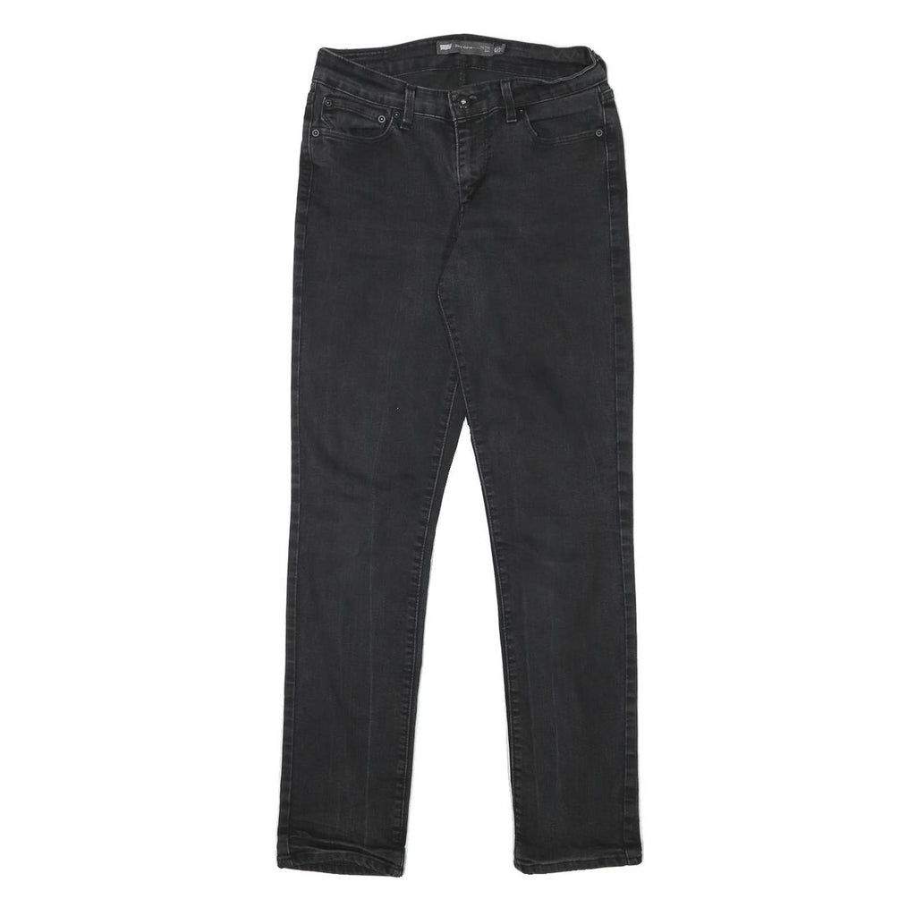 LEVI'S Womens Slim Fit Black Denim Jeans Zip W26 L29 Stylish Casual
