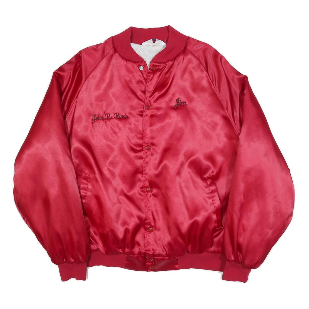 WEST ARK Mens Red Satin Bomber Jacket 2XL Polyester Blend Button Closure