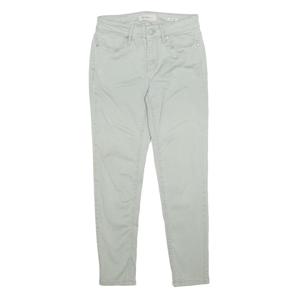 CALVIN KLEIN JEANS Womens Cotton Blend Slim Skinny Trousers W25 L25 Light Green