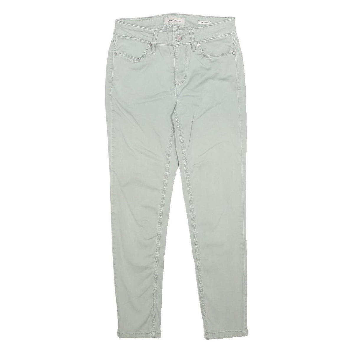 CALVIN KLEIN JEANS Womens Cotton Blend Slim Skinny Trousers W25 L25 Light Green