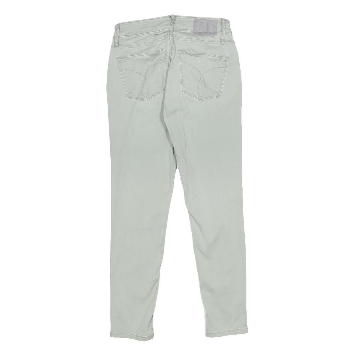 CALVIN KLEIN JEANS Womens Cotton Blend Slim Skinny Trousers W25 L25 Light Green