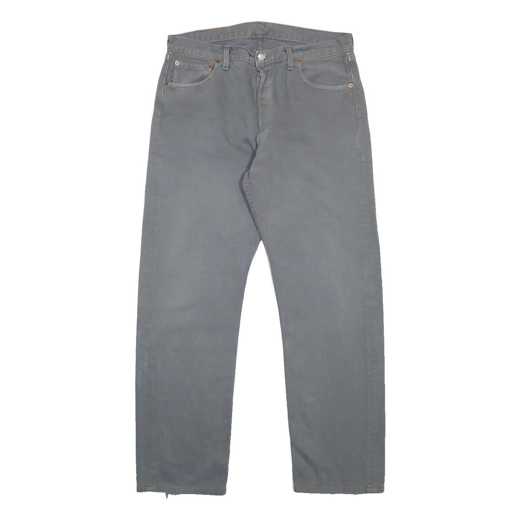 LEVI'S 501 Mens Jeans Grey Regular Straight Denim Medium W33 L30 Classic Button