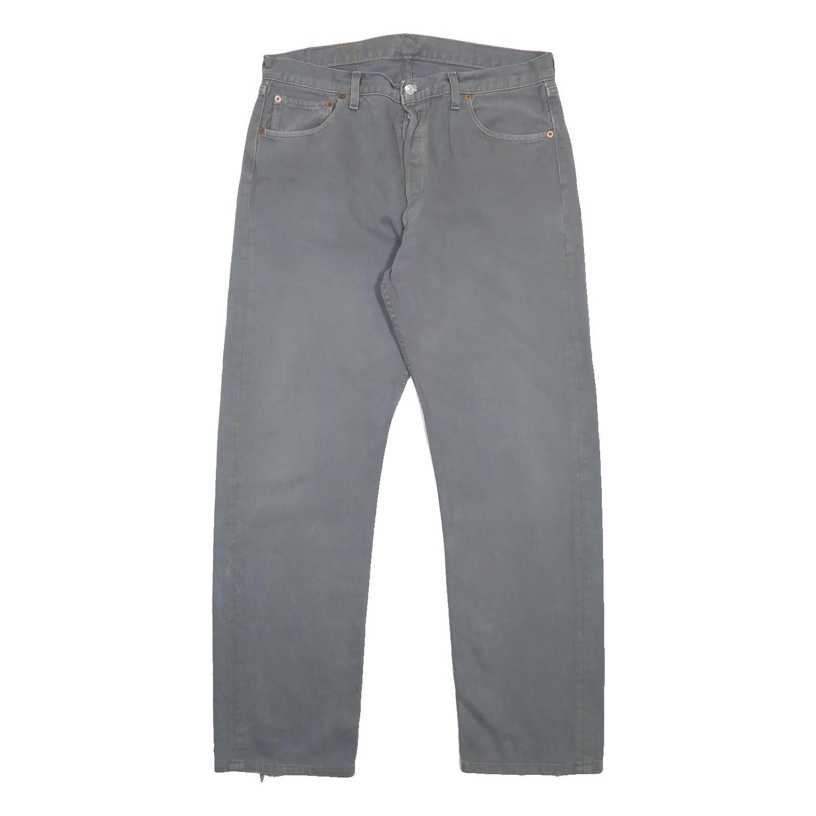 LEVI'S 501 Mens Jeans Grey Regular Straight Denim Medium W33 L30 Classic Button