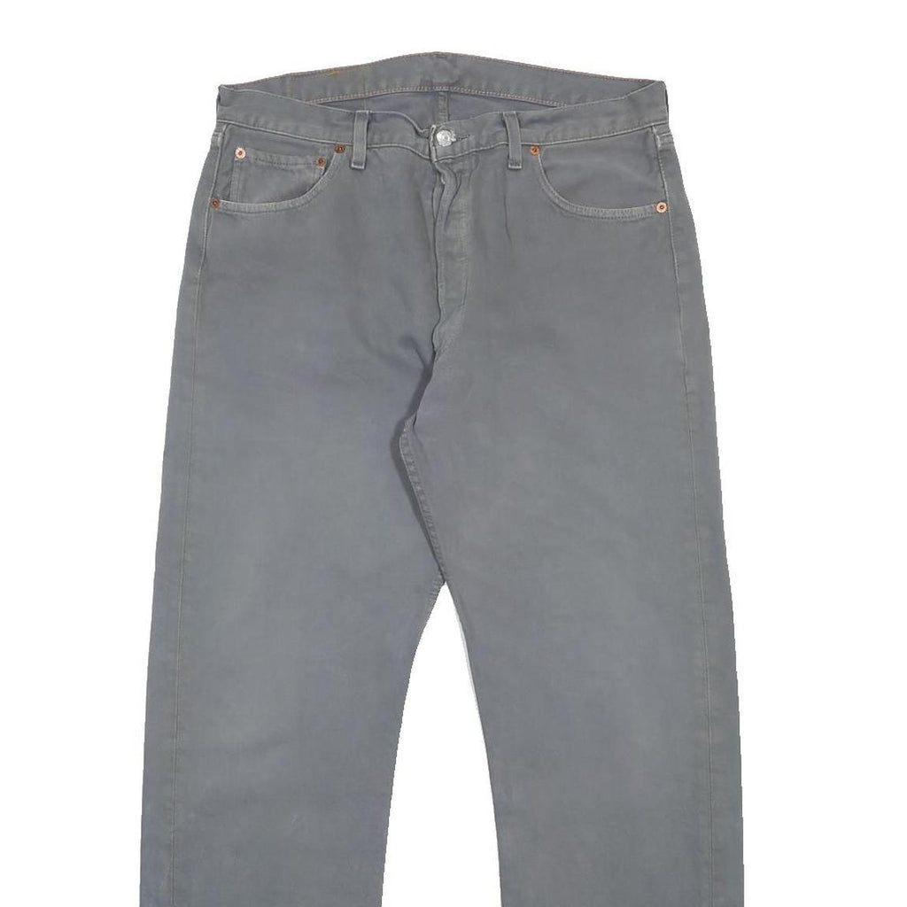 LEVI'S 501 Mens Jeans Grey Regular Straight Denim Medium W33 L30 Classic Button