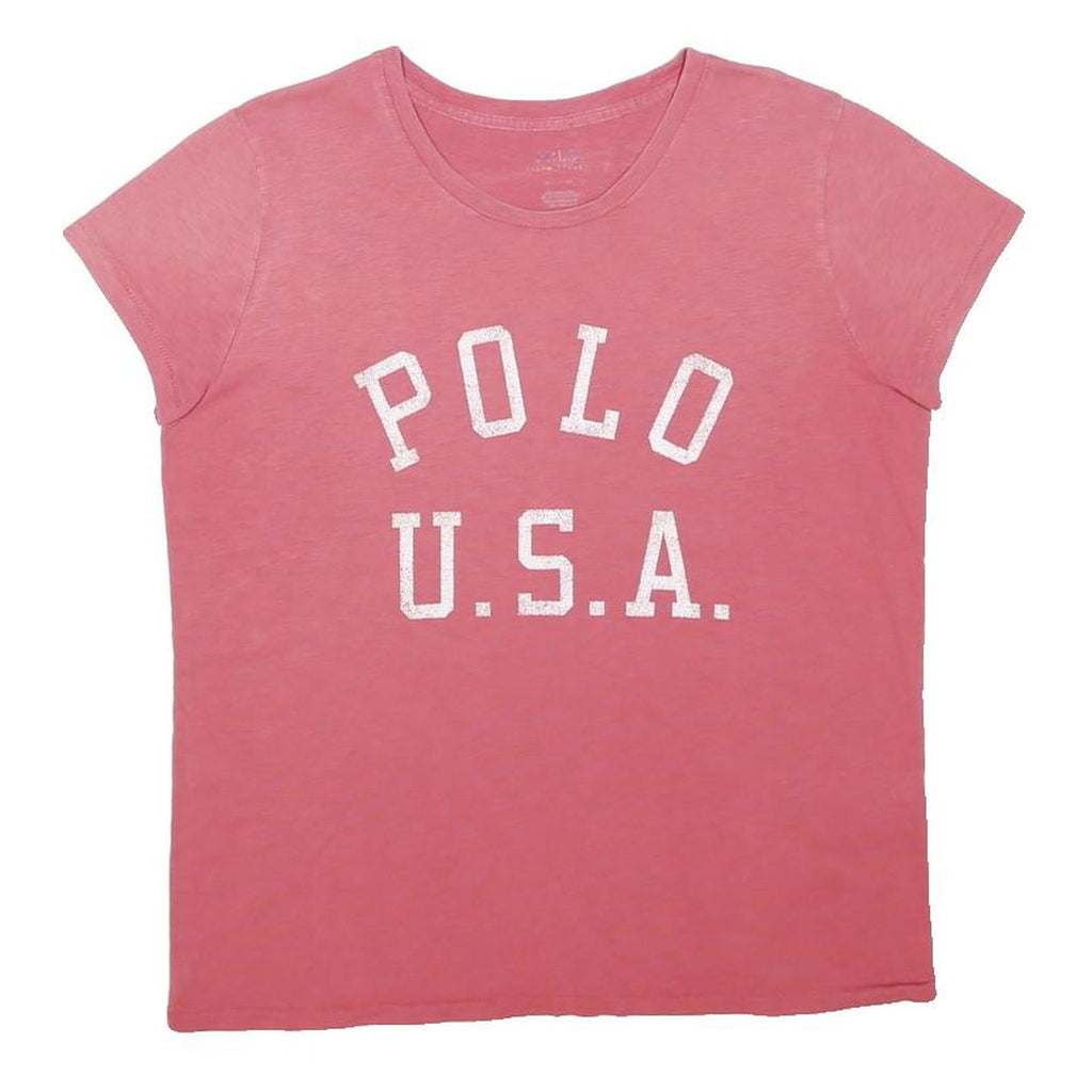 POLO RALPH LAUREN Womens Pink Graphic T-Shirt M Short Sleeve Crew Neck Casual