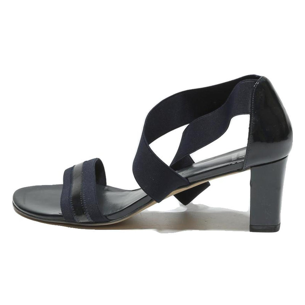 STUART WEITZMAN Womens Navy Blue Elastic Strap Block Heel Sandals Synthetic UK 8