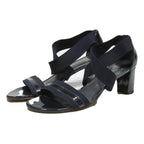 STUART WEITZMAN Womens Navy Blue Elastic Strap Block Heel Sandals Synthetic UK 8