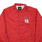 VANS Mens Red Button Nylon Coach Jacket M Off The Wall Print Casual