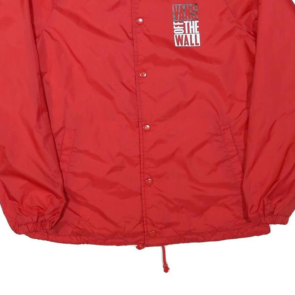 VANS Mens Red Button Nylon Coach Jacket M Off The Wall Print Casual