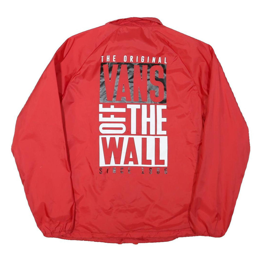 VANS Mens Red Button Nylon Coach Jacket M Off The Wall Print Casual