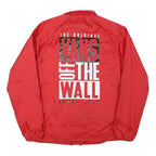 VANS Mens Red Button Nylon Coach Jacket M Off The Wall Print Casual