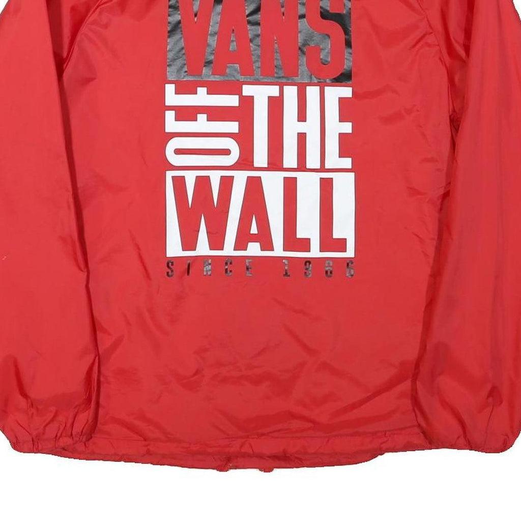 VANS Mens Red Button Nylon Coach Jacket M Off The Wall Print Casual