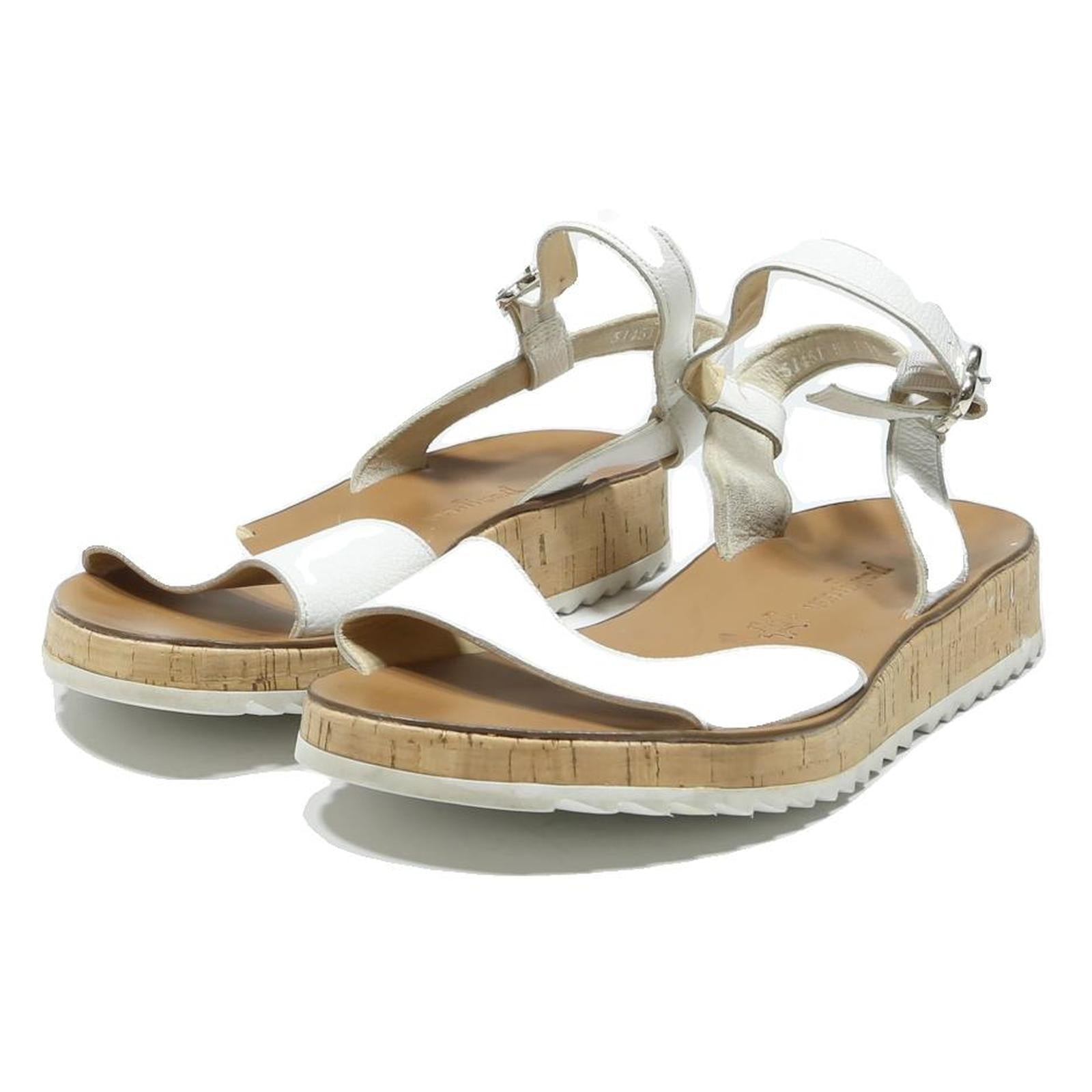 PAUL GREEN Womens White Leather Strappy Sandals UK 5.5 Comfortable Summer