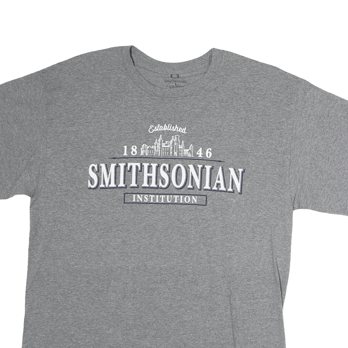 SMITHSONIAN Mens Grey Graphic T-Shirt M Short Sleeve Crew Neck Cotton Casual