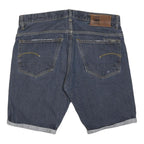 G STAR Mens Denim Blue Casual Shorts L W36 Cotton Blend 3301 Logo