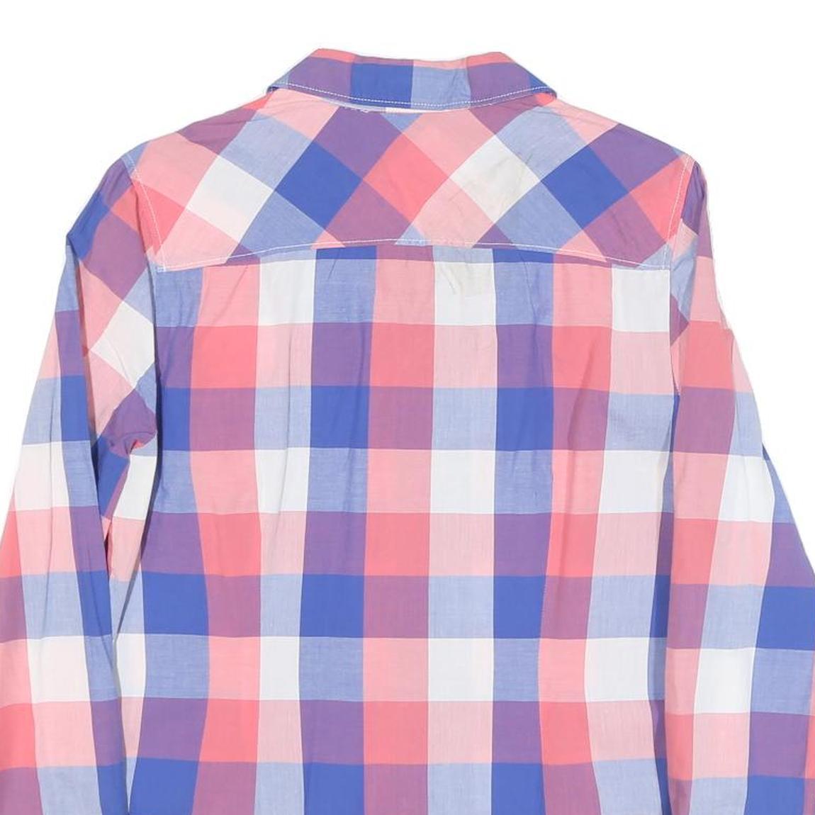 TOMMY HILFIGER Womens Blue & Pink Check Shirt M Casual Cotton Blend Long Sleeve