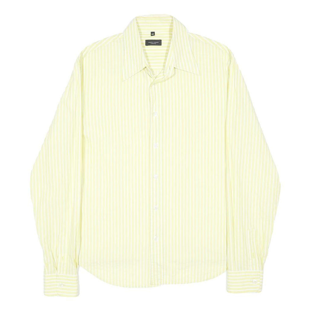 JOSEPH HOMME Mens Yellow & White Stripe Shirt L Classic Button Shirt Cotton