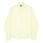 JOSEPH HOMME Mens Yellow & White Stripe Shirt L Classic Button Shirt Cotton