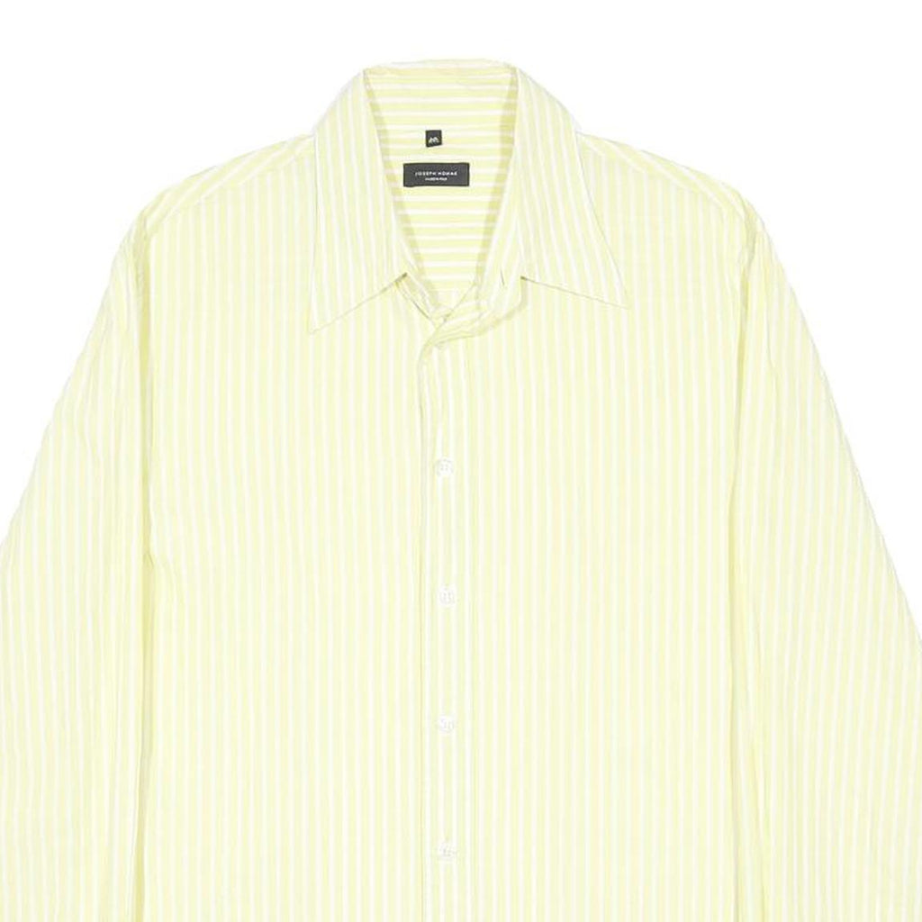 JOSEPH HOMME Mens Yellow & White Stripe Shirt L Classic Button Shirt Cotton